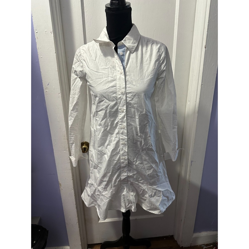Draper James White Long Sleeve Button Down Dress in 0